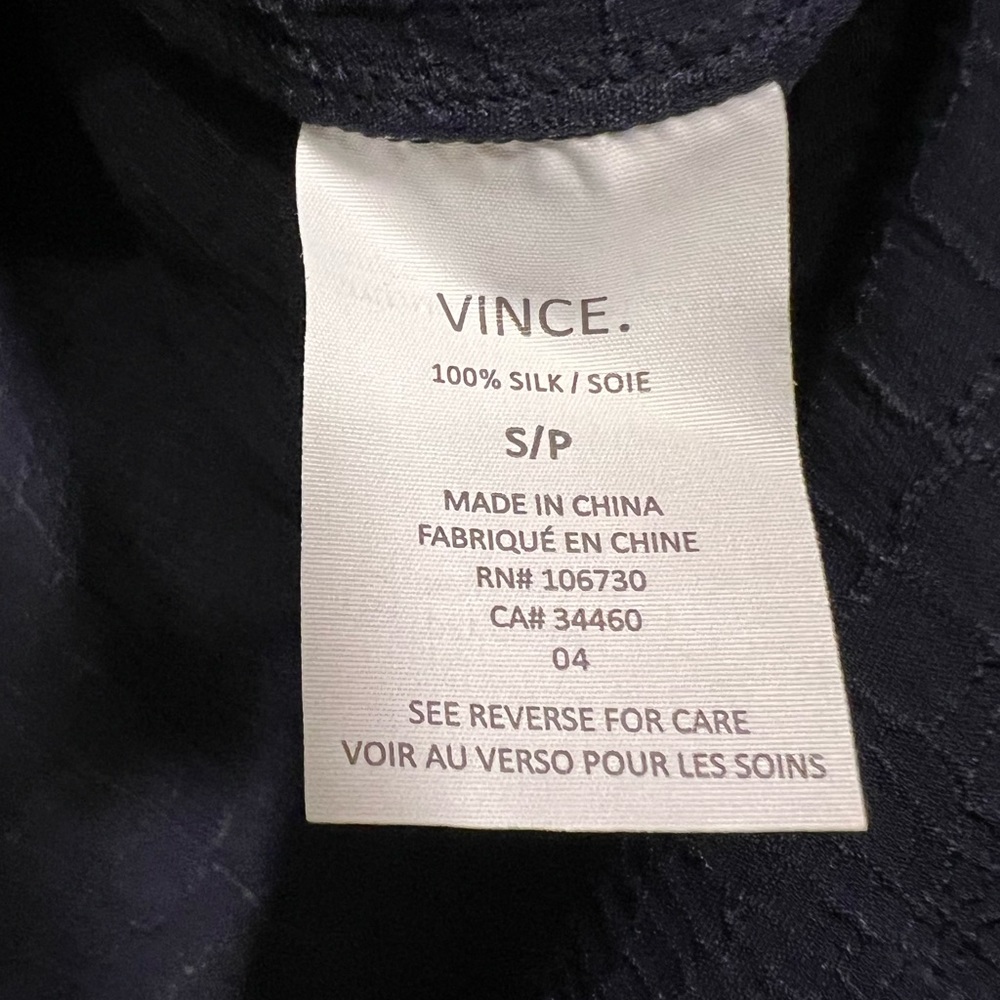 Vince Navy Long-Sleeve Crocodile-Embossed Blouse Size S - Picture 4 of 11